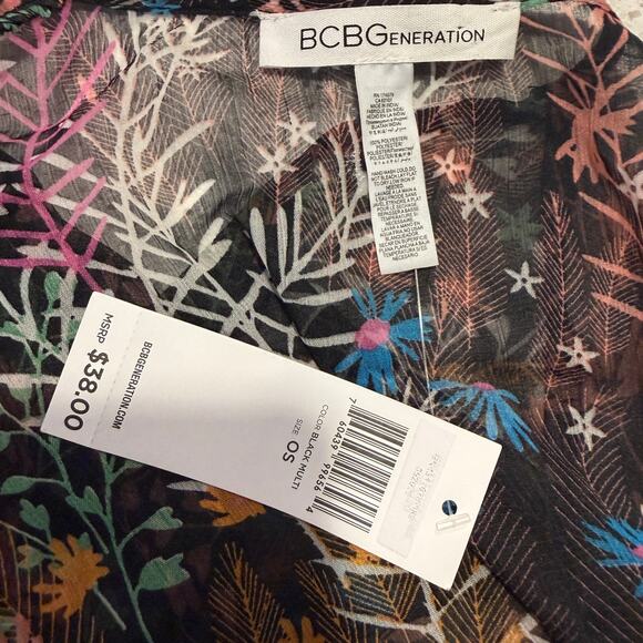 BCBGGeneration NEW Sheer Floral Kimono Duster One Size Boho Festival Flowy Beach - Picture 5 of 5